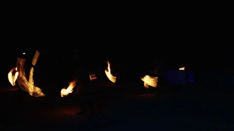 Night dances with fire Stock Footage 84547897
