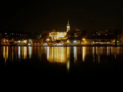 Night of the danube. belgrade Stock Photos