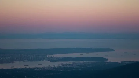 Night to Day 4k Timelapse Looking Over Vancouver Stock Footage 83401238