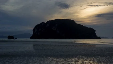 Night to Day Sunrise Timelapse Rang Nok Island, Koh Yao Yai, Phang Nga, Thailand Stock Footage 200321654