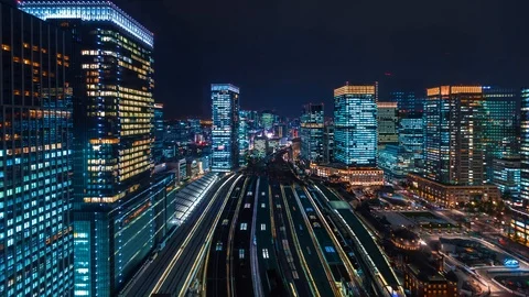 Night to day time-lapse above Tokyo Station Stock Footage 89394545