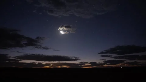 Night to Day time lapse of the moon and stars fading Stock Footage 286247817