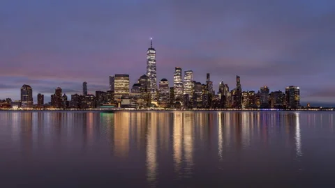 Night to Day Time Lapse of the New York Skyline Stock Footage 196378465