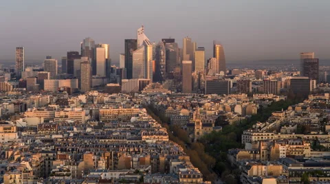 Night to day time lapse over La Defense business district, Paris, France, Europe Stock Footage 54125253