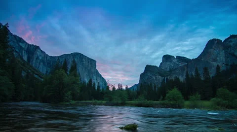 Night to Day TIme Lapse of Yosemite Valley Stock Footage 24976574