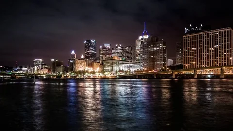 Night to day timelapse in Pittsburgh Stock Footage