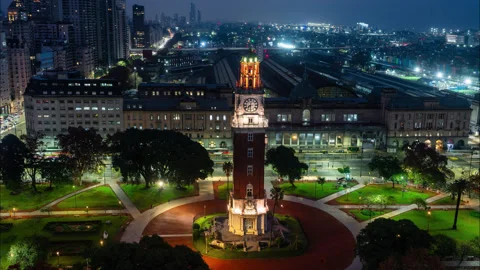 Night to day timelapse at the Torre Monumental in Buenos Aires Stock-Footage 343405106