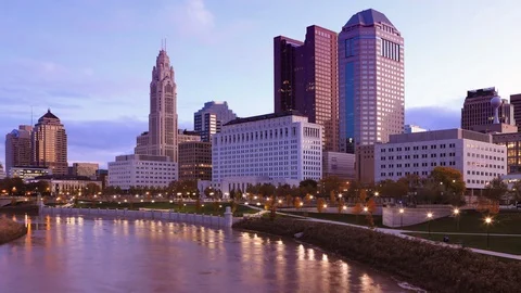A Night to day timelapse view Columbus, Ohio skyline 4K Stock Footage 115854876