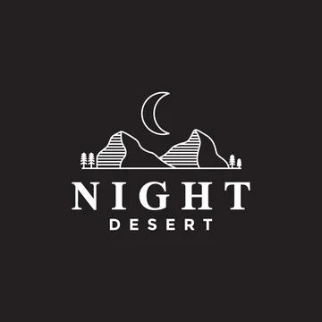 Night desert hill logo design, vector graphic symbol icon illustration crea.. Ilustração Stock