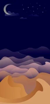 Night in the Desert Stock Illustration