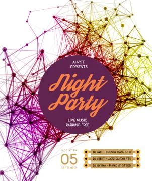 Night Disco Party Poster Background Stock Illustration