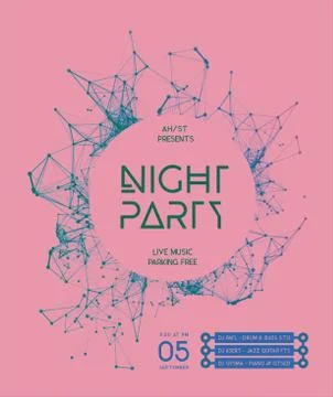 Night Disco Party Vector Poster Background. Modern design Stock Illustration