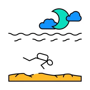 Night diving course icon color illustration Stock Illustration