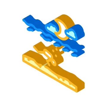 Night diving course isometric icon vector illustration Stockillustratie