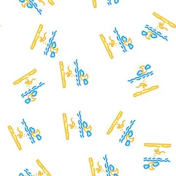 Night diving course vector seamless pattern Stock Illustration