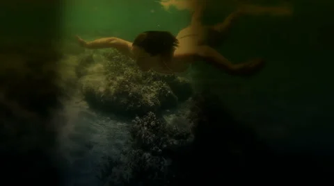 Night diving in the exotic sea Stock Footage 51104067