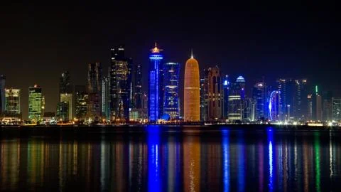 Night in doha Stock Photos