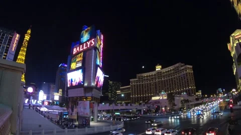 night Downtown Las Vegas strip road | Stock Video | Pond5