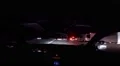 Night drive german highway traffic jam wide angle view from inside car HD Footage