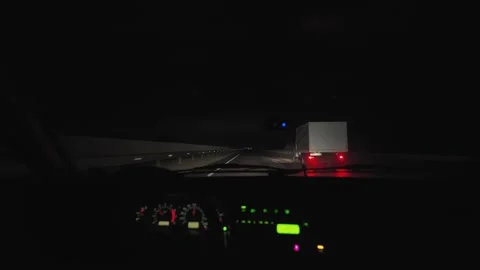 Night Drive on Highway – Interior View from Moving Car Stock Footage 234226140