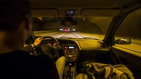 Night Drive on the Highway Timelapse Stock Footage 36366583