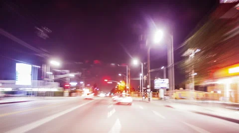 Night drive hyperlapse LA suburb Stock-Footage 48921604