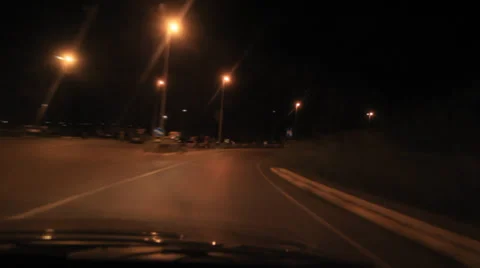 Night drive with onboard camera Stock Footage 35897436