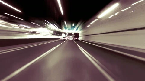 Night drive pov hyperlapse highway light streaks motion blur Stock Footage 49970338