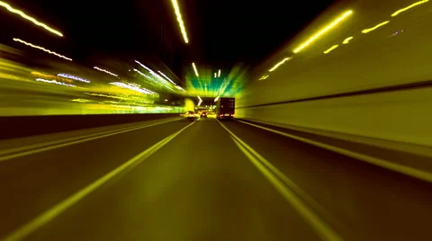 Night drive pov hyperlapse highway light streaks motion blur Stock Footage 49970462