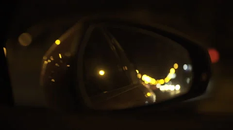 Night drive in side mirror Video stock 68117312