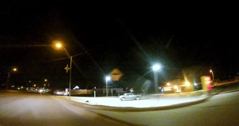 Night Drive Small Town Stock Footage 100248984