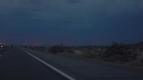 Night drive through a desert highway in Arizona in slow motion 120fps Stock Footage 280068959