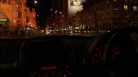 Night Drive through Melbourne's CBD, Australia (2000) Stock Footage 276810864