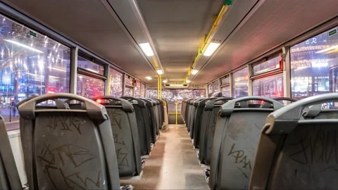 Night Drive Time-Lapse By Bus Throught Kurfurstendamm street in the Christmas 스톡 동영상 145740909