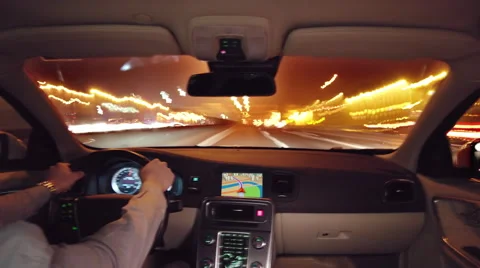 Night drive time lapse with camera placed inside car Stock Footage 58640227