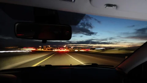 Night Drive Time Lapse with Camera Placed Inside Car - 4K - 3840x2160 Stock Footage 109141666
