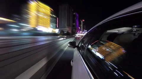 Night drive time lapse shot from vehicle left side Stock Footage 58663922