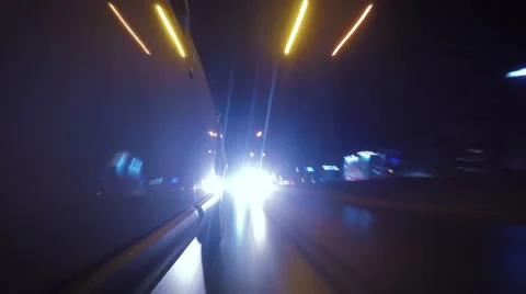 Night drive time-lapse throught the city Stock Footage 53161144