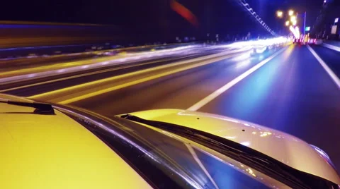 Night drive time-lapse throught the city Stock Footage 53211469