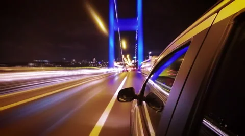 Night drive time-lapse throught the city Stock Footage 53211478