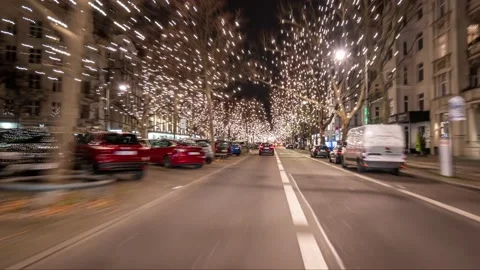 Night Drive Time-Lapse Throught Kurfurstendamm street in the Christmas 스톡 동영상 145803183