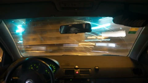 Night Drivelapse Timelapse inside a car hyperlapse Stock Footage 94368478
