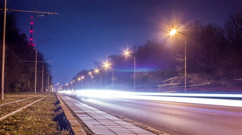 Night Driveway Lights Stock Footage 44324957