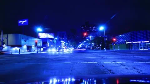 Night Driving 18 Timelapse Beverly Hills VJ Loop Stock Footage