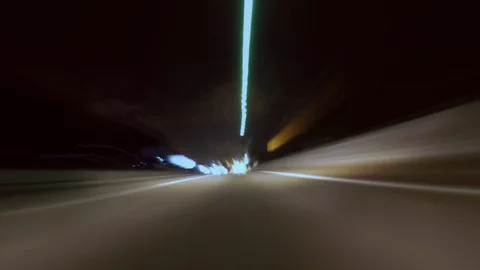 NIGHT DRIVING FREEWAY LOW ANGLE POV TIMELAPSE Stock Footage 86478500