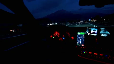 Night driving on a highway Stock Footage 201165087