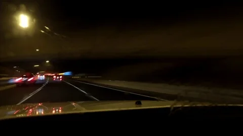 Night Driving Hyperlapse Stockbeeldmateriaal 75456465