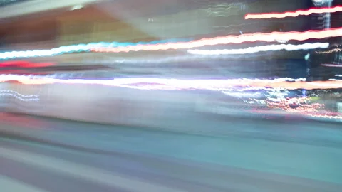 Night Driving Hyperlapse Streak Of Lights Side View Los Angeles Downtown Stock Footage 134984238