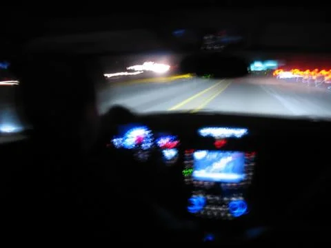 Night Driving Light Trails Stock Photos