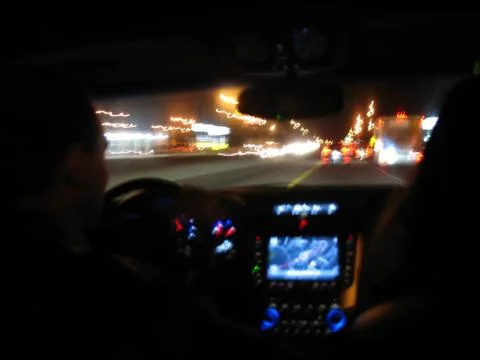 Night Driving Light Trails Stock Photos